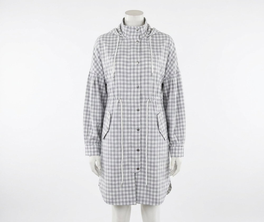 NEW ENGLISH FACTORY double duty shirt dress and jacket in grey, white